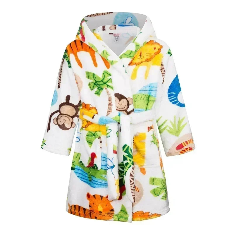 Kids Bathrobe for Girl Children Clothing Girl Flannel Bath Robe Clothes Boy Cartoon Night Robe Kids Pajamas For Girl 2-12 years