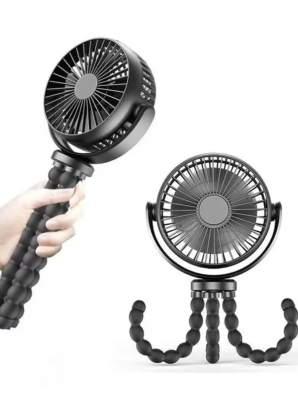 Multi Function Baby Stroller Fan Outdoor Flexible Tripod Clip Fan Usb Rechargeable Mini Portable Octopus Fan For Car Seat Crib