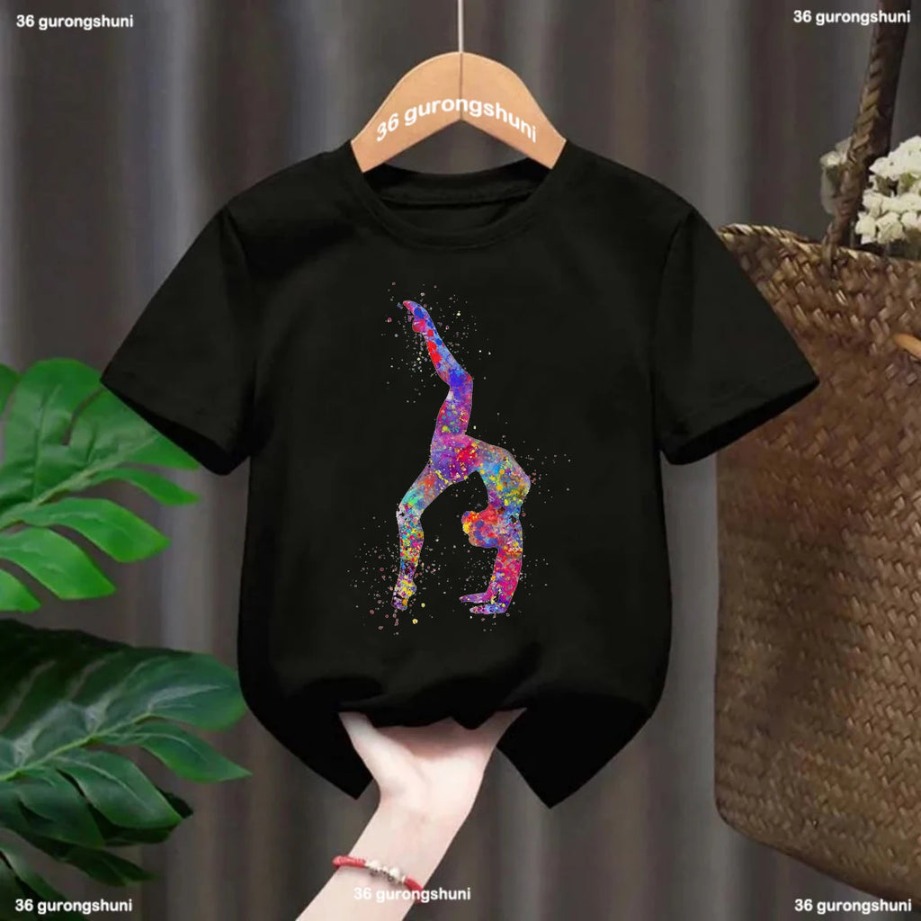 t-shirt for girls Gymnast Tshirt Rhythmic Gymnast Tshirts Custom name Fashion Harajuku Girls Pink Tops Summer Kids Tshirts