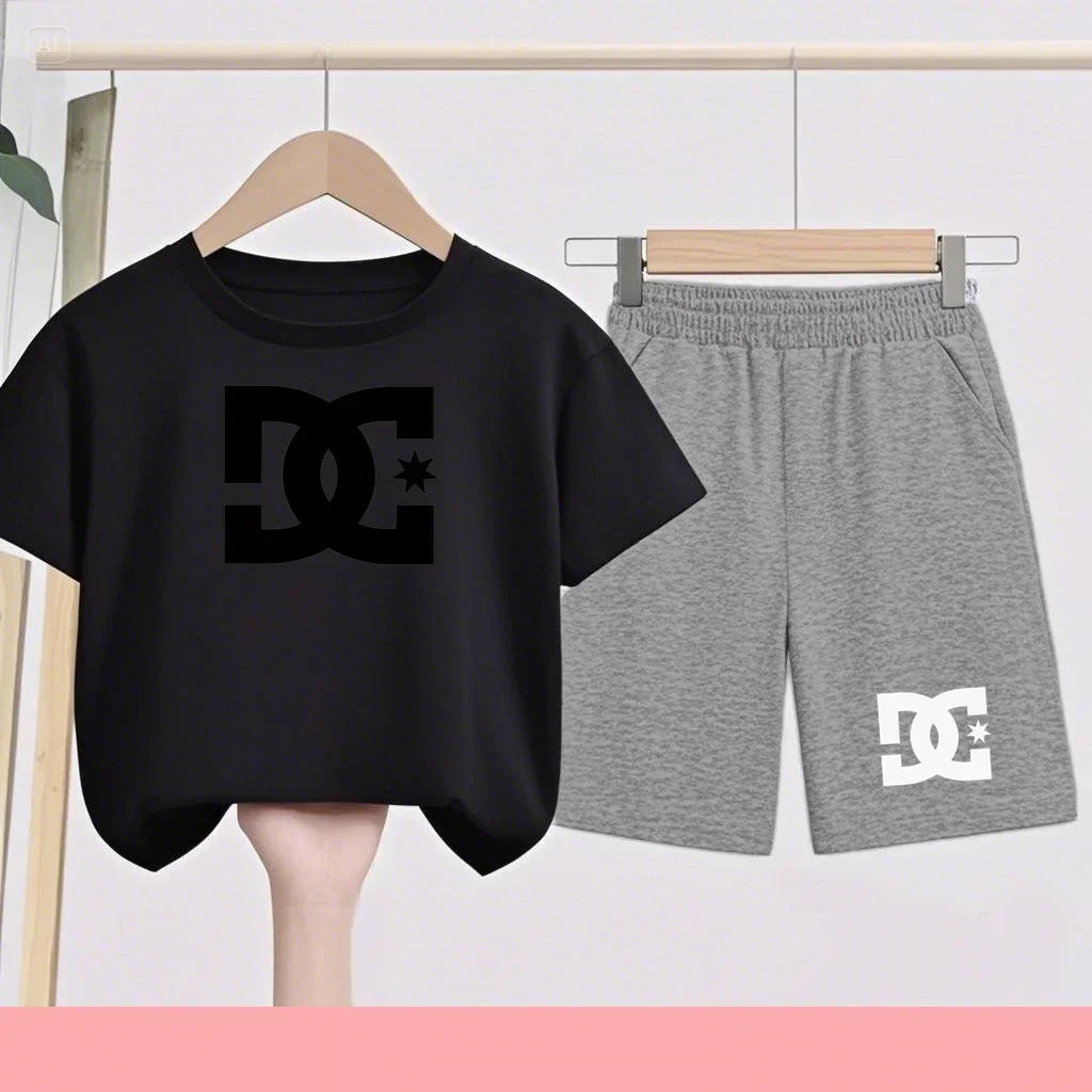 Ensembles d'été Enfants 3-13 Ans Imprimé Mignon T-shirt Sport Manches Courtes + Shorts Décontractés Garçons Filles Tenues Cadeau
