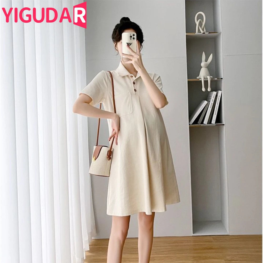 Maternity Pregnant Clothes Loose and Slimming During Pregnancy Oversized A-line Dress and Age Reducing Pregnant Woman's Dress