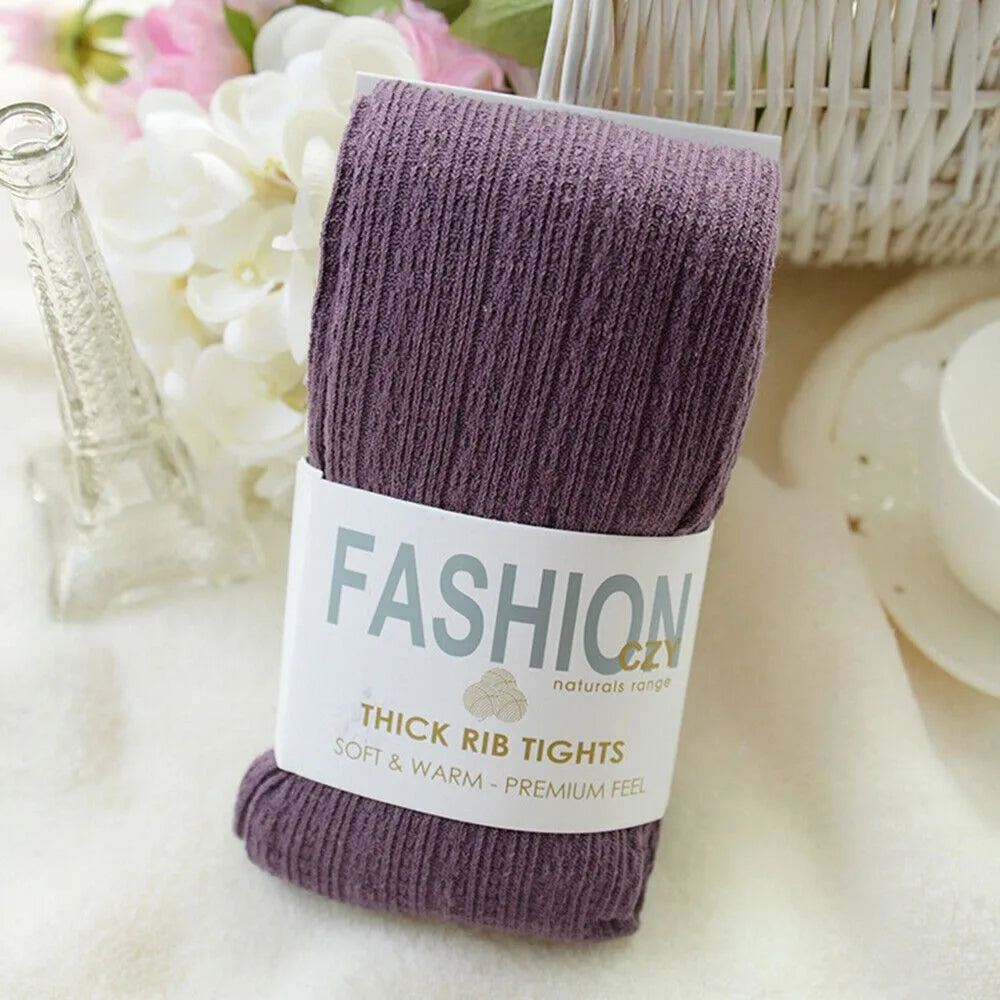 Women Thermal Knitted Footed Tights Warm Breathable Cotton Pantyhose Winter High Stretch Stockings High Quality