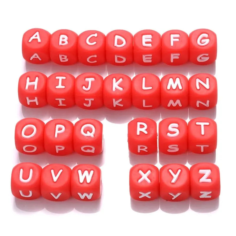 26Pcs Silicone English Letter Beads 12mm Alphabet Silicone Chewing Bead for Pacifier Clip Chain Teether Accessories BPA Free