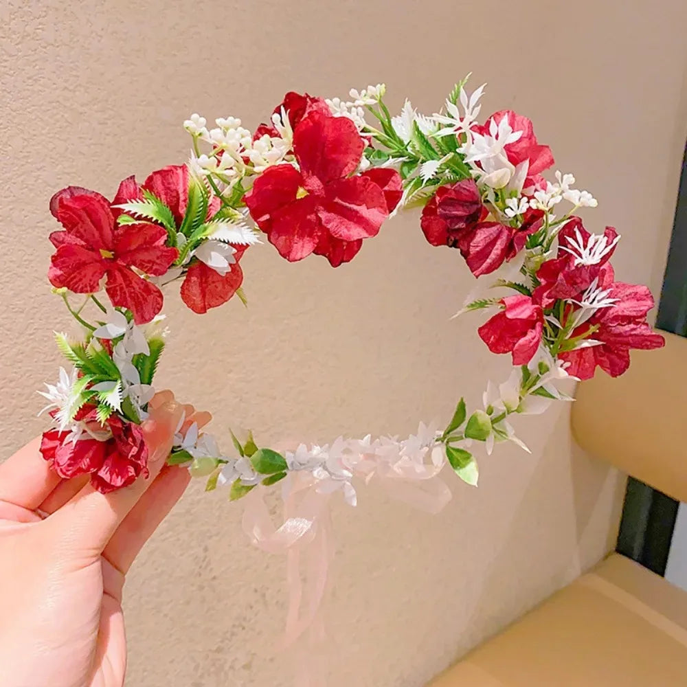 Girl Flower Wreaths Garland Crown Diadem Wedding Baroque Hairband hair flower Crown Bridal Headband Fairy Princess Hair Tiaras