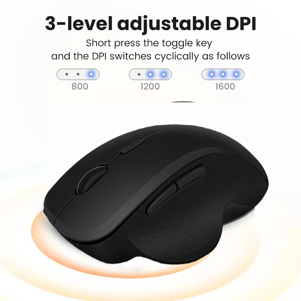Bluetooth 5.2 Mouse 2.4G Wireless Mouse 6 Keys Dual-Mode Rechargeable Gaming Mouse 1600DPI Optical Mouse For PC Laptop Tablet