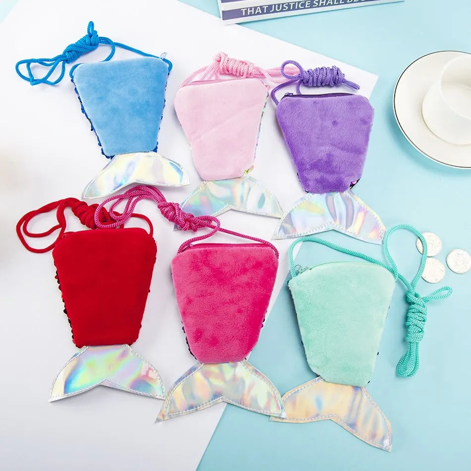 Girl Little Mermaid Party Accessories Necklace Ring Earring Bracelet Kids Toy Children Birthday Gift Magic Sequin Purse Headband