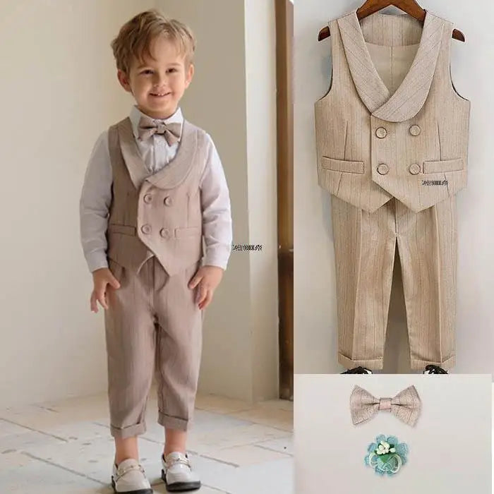 Baby Boys Summer Luxurious Photograph Dress Children Formal Wedding Performance Tuxedo Wear School Kids Beaufitul Birthday Suit