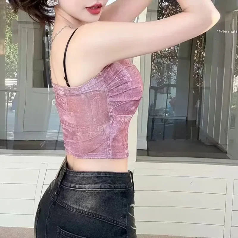 Fashionable Short Sleeveless Tank Top Women's Summer New Style Sexy Girl Style Pure Desire Stylish Strap Vest Quality Top