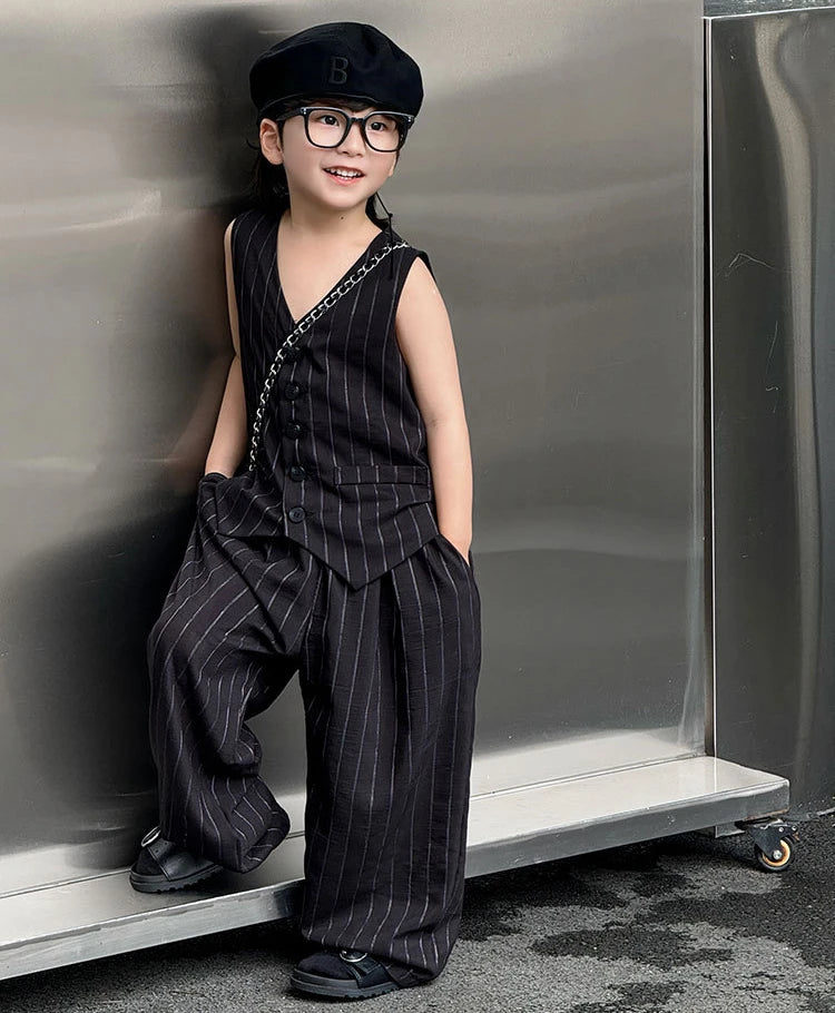 Kids White Vest Set Boys Girls Floral Decor V-Neck Waistcoat Shorts Pants Toddler Summer Formal Party Gentleman Casual Outfit