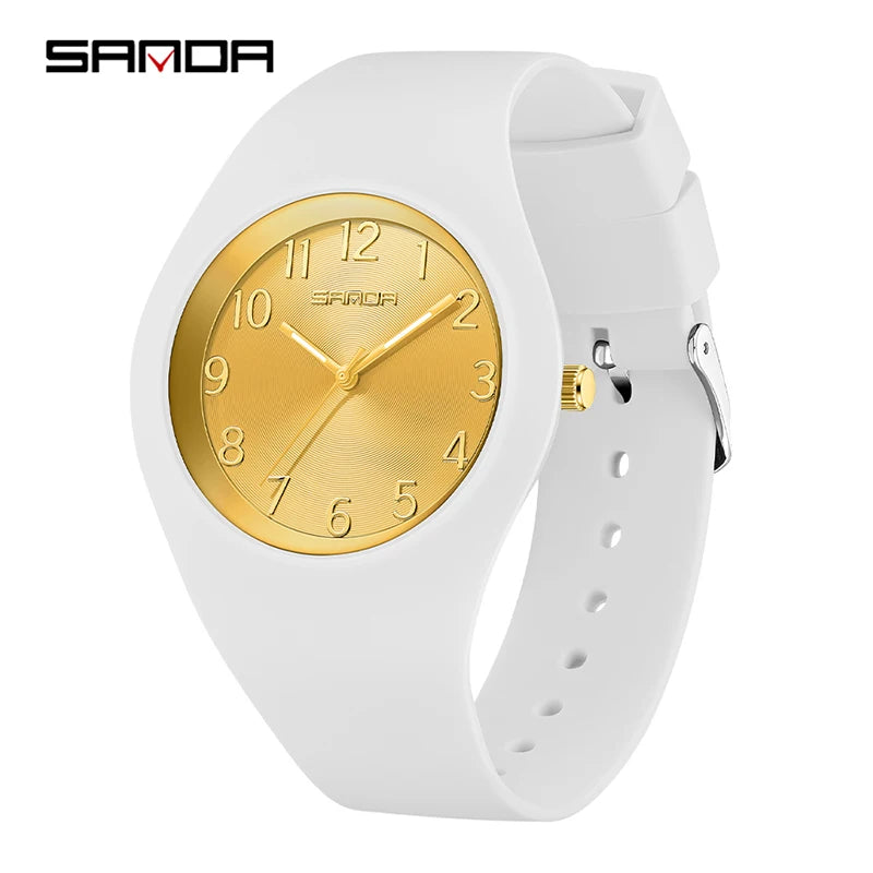 SANDA Fashion Ladies Children Quartz Watches for Boys Girls Kids Watch Waterproof Women Silicone Watchband Quartz Clock Gift