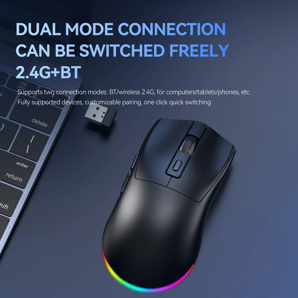 LEAVEN X3 2.4G Bluetooth Dual Mode Receiver Optical Mouse Wireless Gaming Mouse 1600DPI Bluetooth Compatible Mouse for MacBook L
