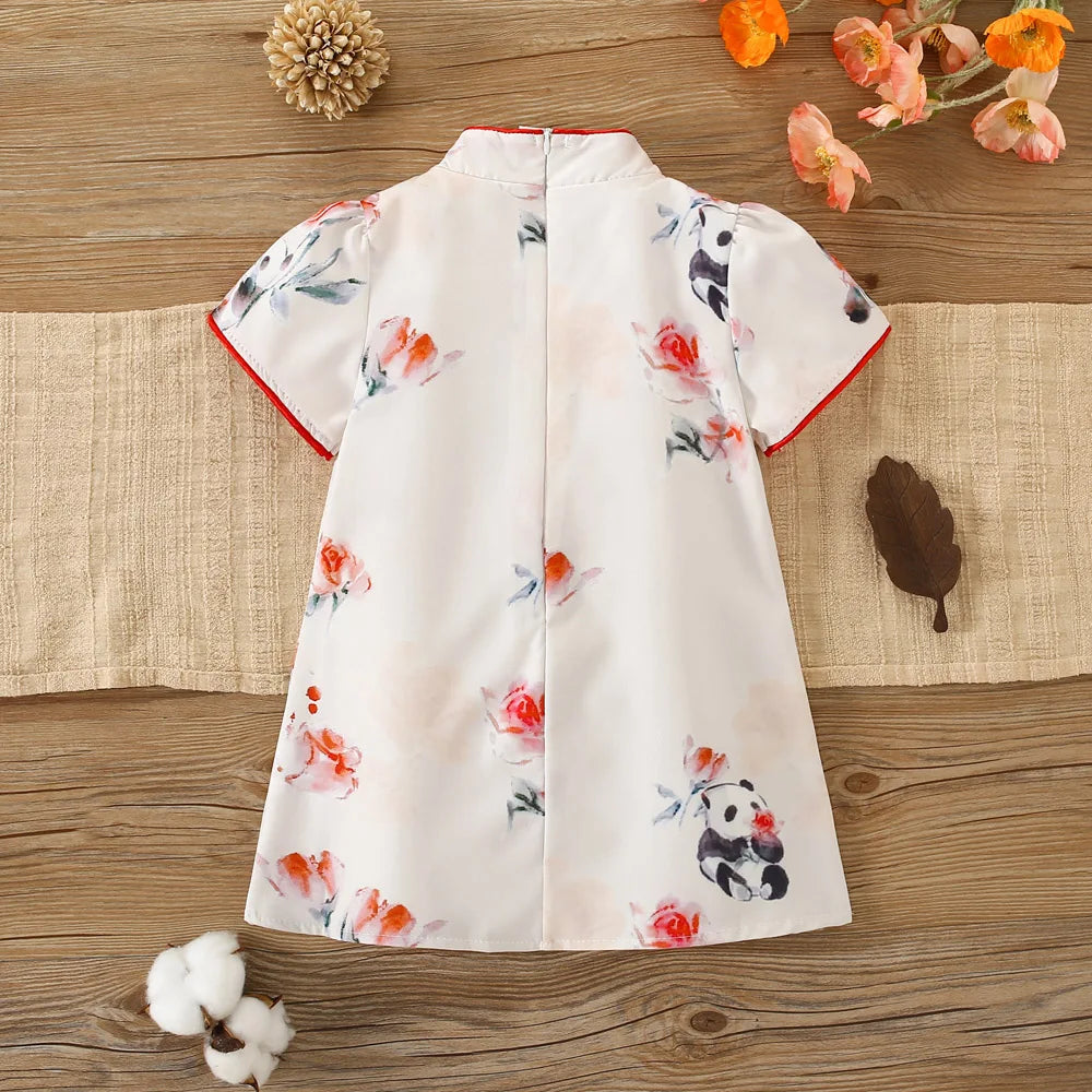 Baby Girl Dress Summer Panda Chinese Style Cheongsam Dress Hanfu Girls' Clothing