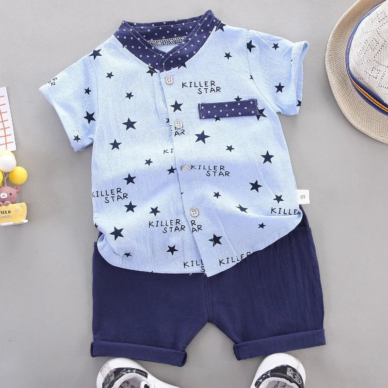 2024 Summer Casual Clothes Fashion Baby Boy's Suit Set Top Shorts 2PCS Baby Clothing Set For Boys Infant Suits Kids Clothes