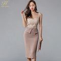 Halter Strapless Sleeveless Hollow out Holiday Prom Dresses Summer Lace Splicing Sexy Club Sheath Pencil Dress