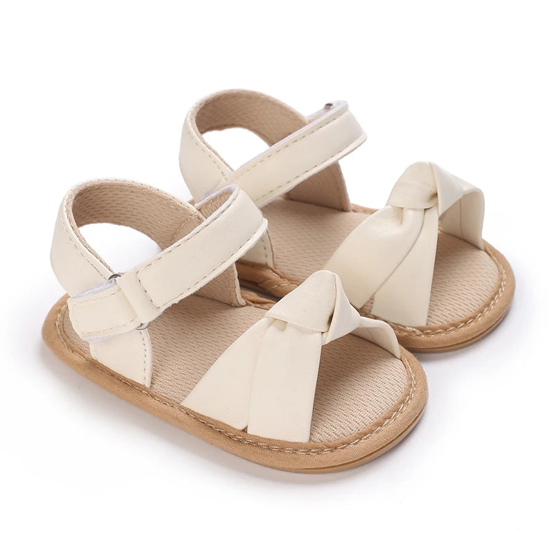 White Cute 0-18M Baby Cute Open toed Bow Summer Sandals Princess Casual Soft Rubber Bottom Non slip Sandals