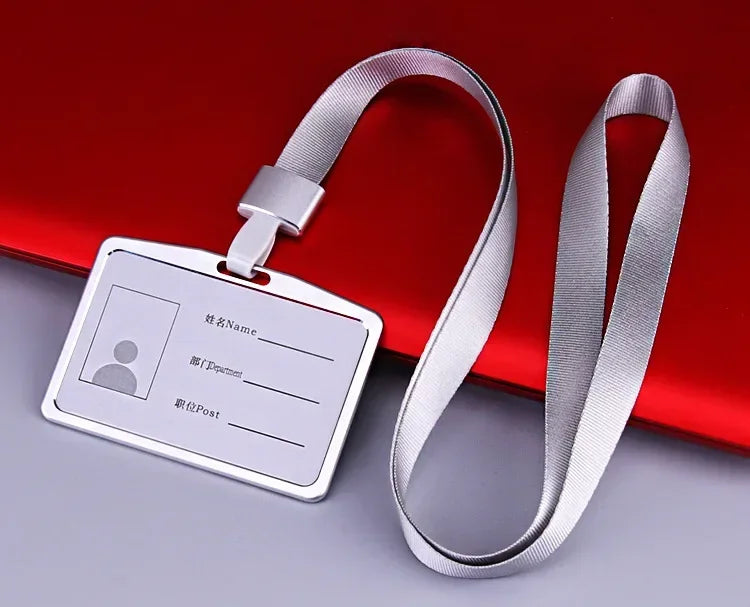 1 Pcs Aluminum Alloy Card Cover Case Bank Business Work Card Holder with ABS Retractable Badge Reel Credit ID Card Badge Bag