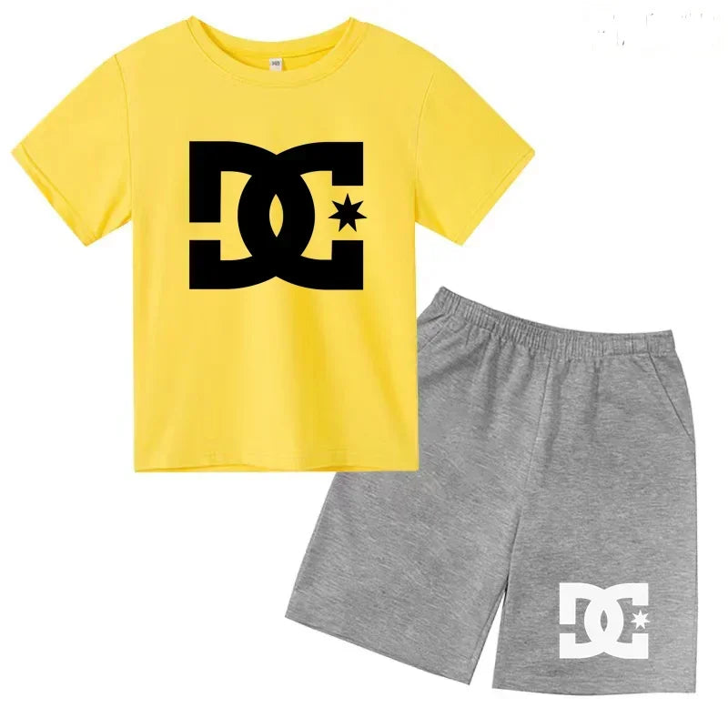 Ensembles d'été Enfants 3-13 Ans Imprimé Mignon T-shirt Sport Manches Courtes + Shorts Décontractés Garçons Filles Tenues Cadeau