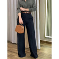 Plus Size 1XL-5XL Elegant Drapey Wide Leg Suit Pants Women's High Waist Straight Casual Floor Length Trousers