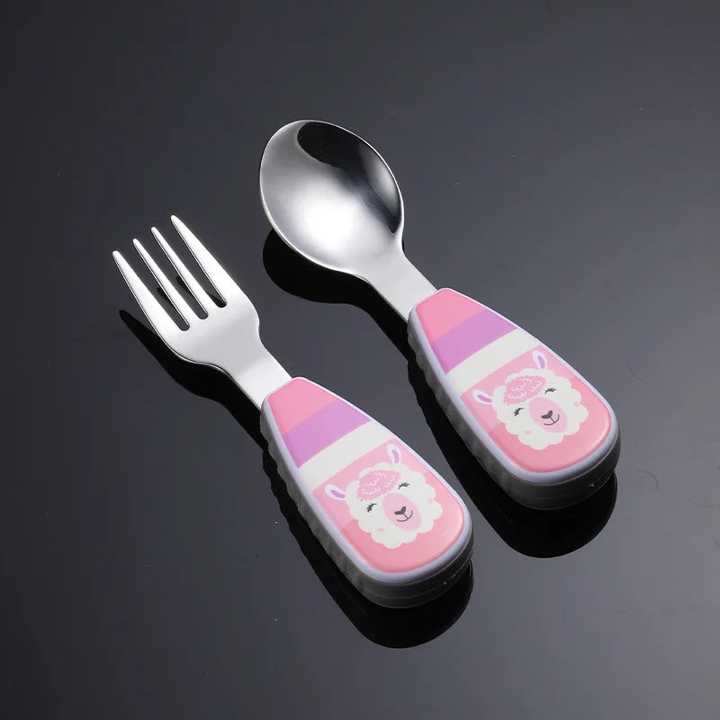 Set Of 2 Stainless Steel Children's Cutlery Spoon/fork Suitable For Baby Cutlery, Ideal As A Gift For Mothers And Babies
