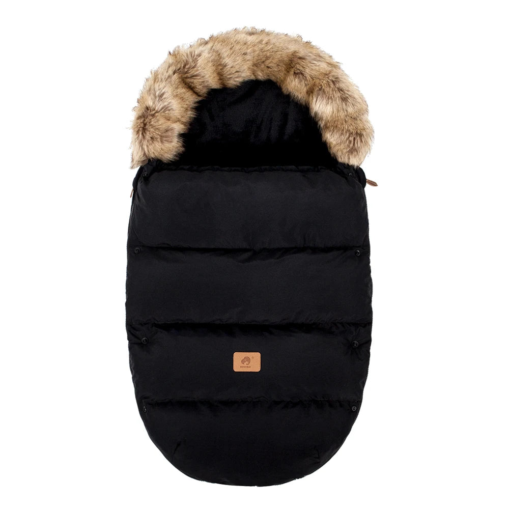Envelope In Stroller Winter Thicker Socks Removable Fur Collar Windproof Warm Universal Pram Baby Footmuff Stroller Accessories