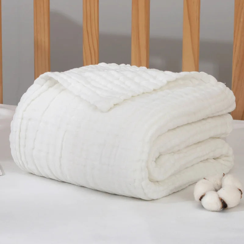 6 Layers Muslin Swaddle Baby Blankets Newborn Cotton Baby Blanket Bath Quilt Solid Newborn Swaddle Baby Boy Girl Blanket
