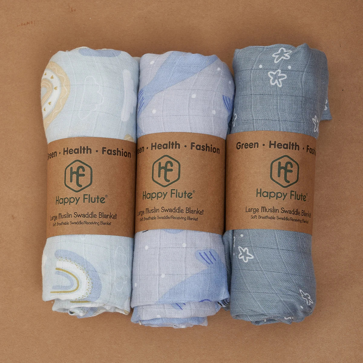 HappyFlute New 3Pcs Set 2layer Bamboo Cotton Soft Muslin SKIN-Friendly Swaddles Newborn Wrap Infant Baby Blankets