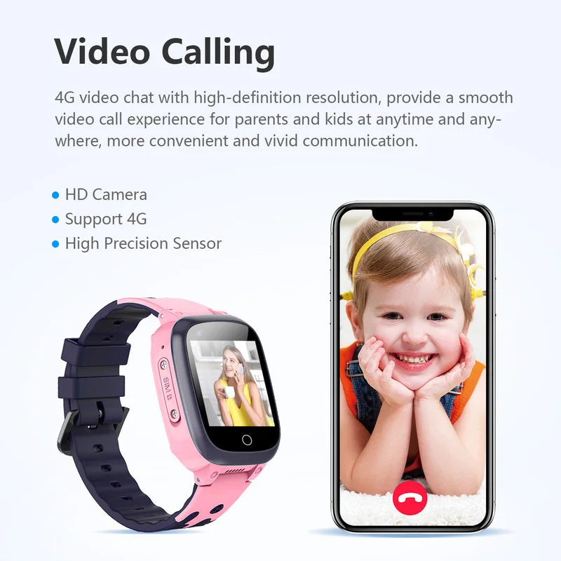 LT25 Kids Smartwatch with Body Temp Sensor, 4G LTE GPS Tracker, Touchscreen Waterproof Phone Watch, SIM Card Enabled
