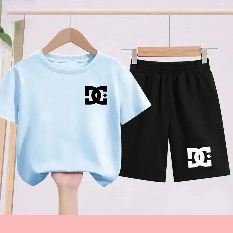 Ensembles d'été Enfants 3-13 Ans Imprimé Mignon T-shirt Sport Manches Courtes + Shorts Décontractés Garçons Filles Tenues Cadeau