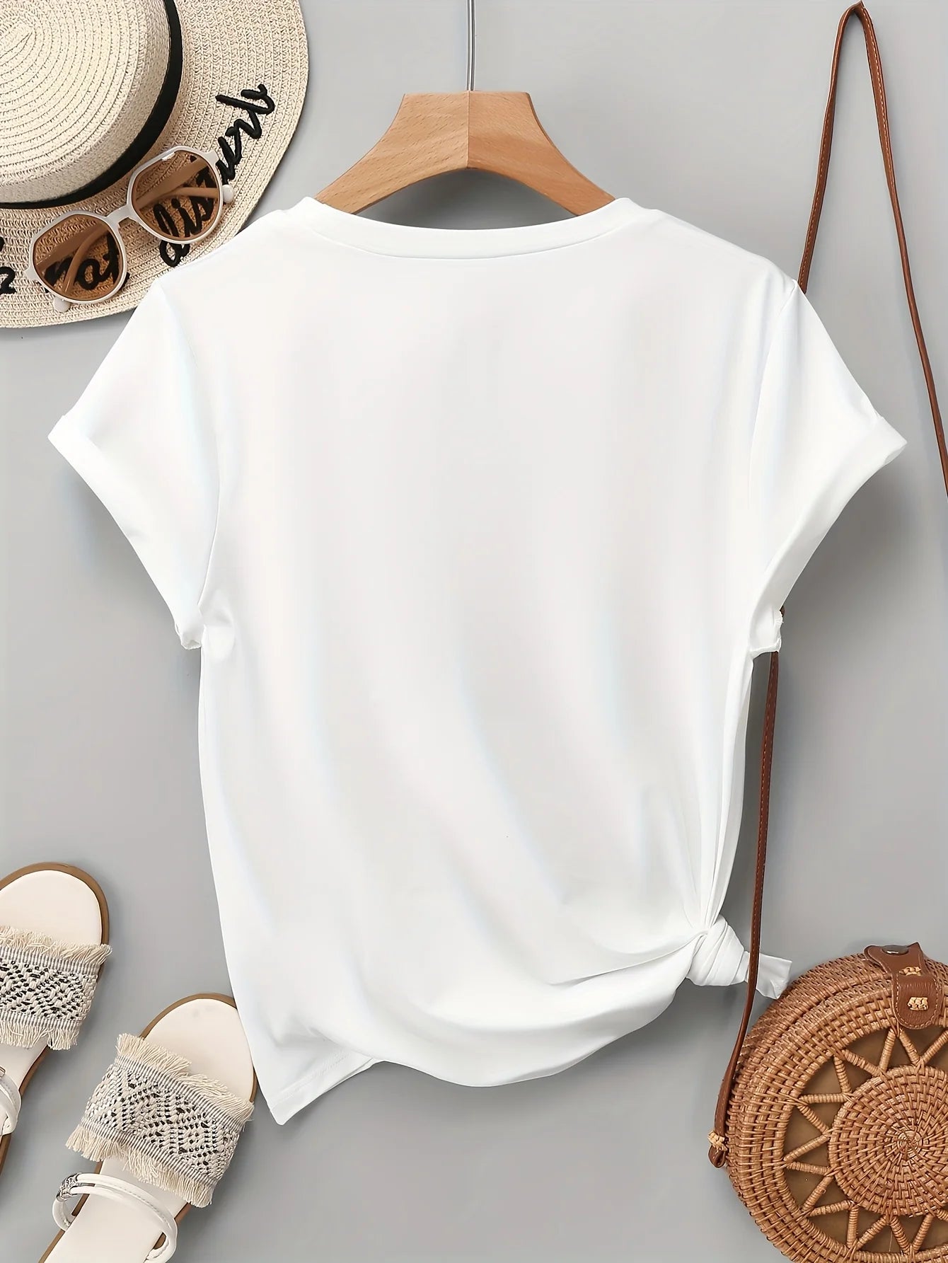 Women's Summer Casual Lavender Floral Print T-Shirt - Korean-Inspired Round Neck Short Sleeve Top Lavender Blouses
