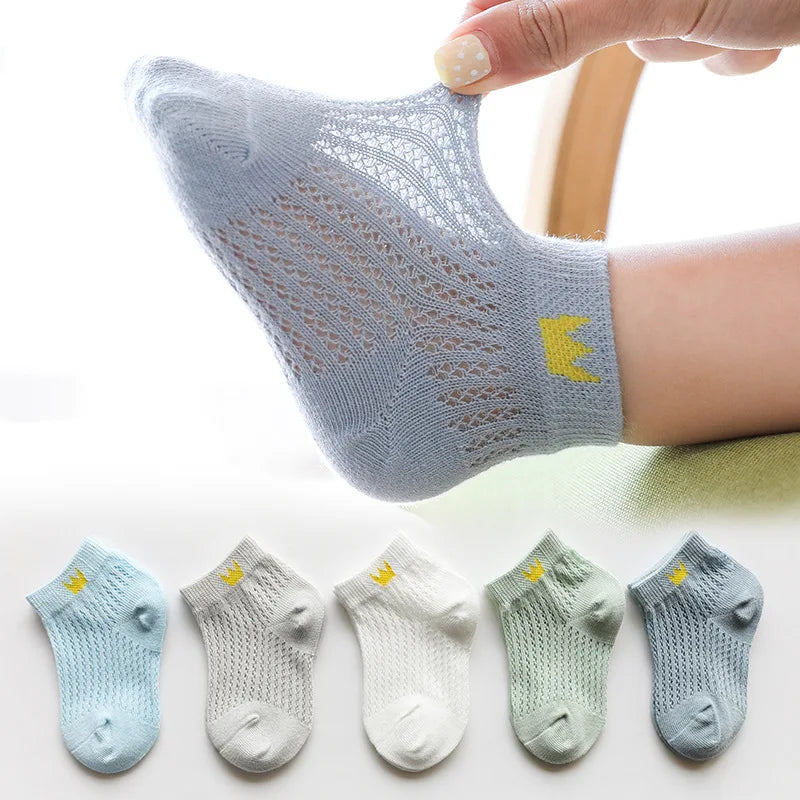 5 Pairs Summer Cotton Kids Socks Cute Cartoon Thin Mesh Baby Short Socks Dinosaur Bear Children Socks for Boys Girls Cheap Stuff