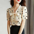Summer 2026 plus Size Women's Shirt Butterfly Knot Loose Short Sleeve Chiffon Top Slimming for Heavy Sister 200 Pounds