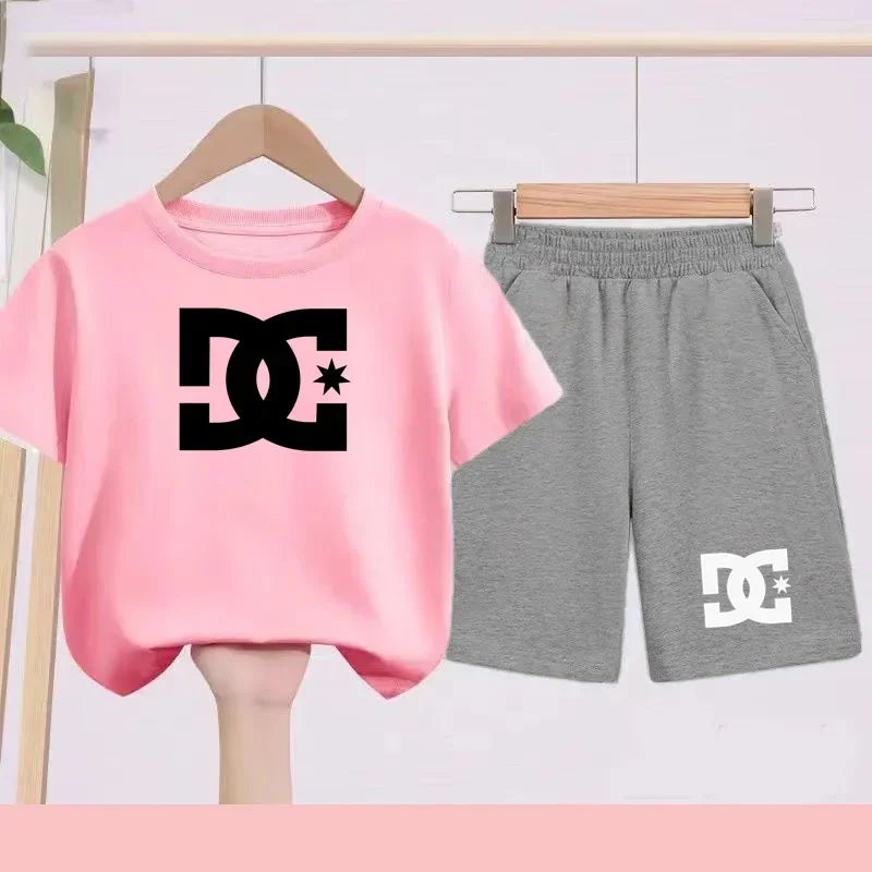 Ensembles d'été Enfants 3-13 Ans Imprimé Mignon T-shirt Sport Manches Courtes + Shorts Décontractés Garçons Filles Tenues Cadeau