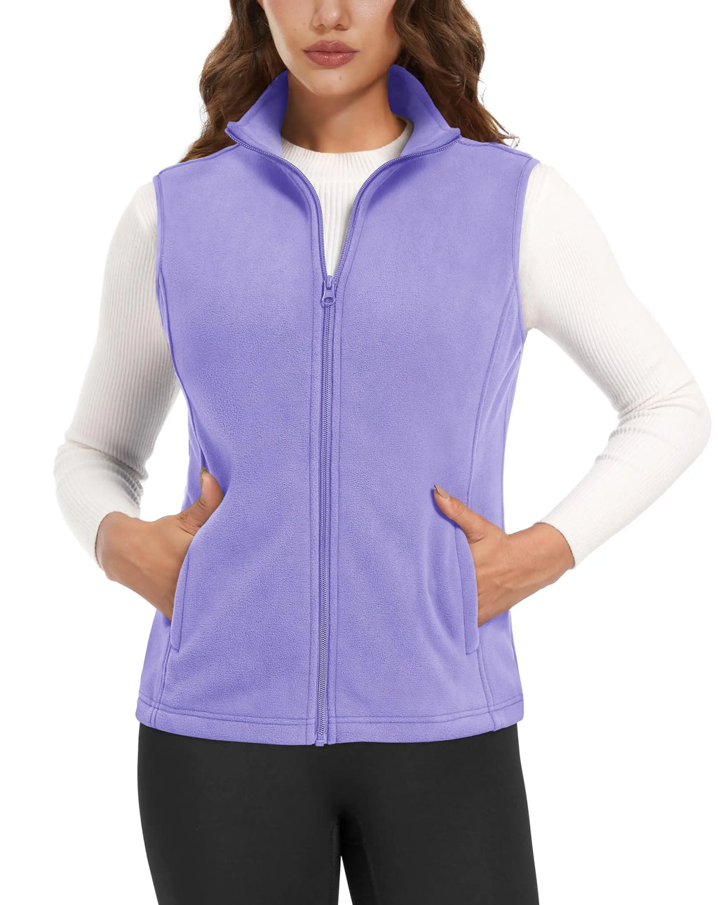 TACVASEN Autumn Winter Soft Warm Vest Womens Fashion Fleece Sleeveless Jacket Lightweight Outdoor Casual Zipper Front Waistcoat