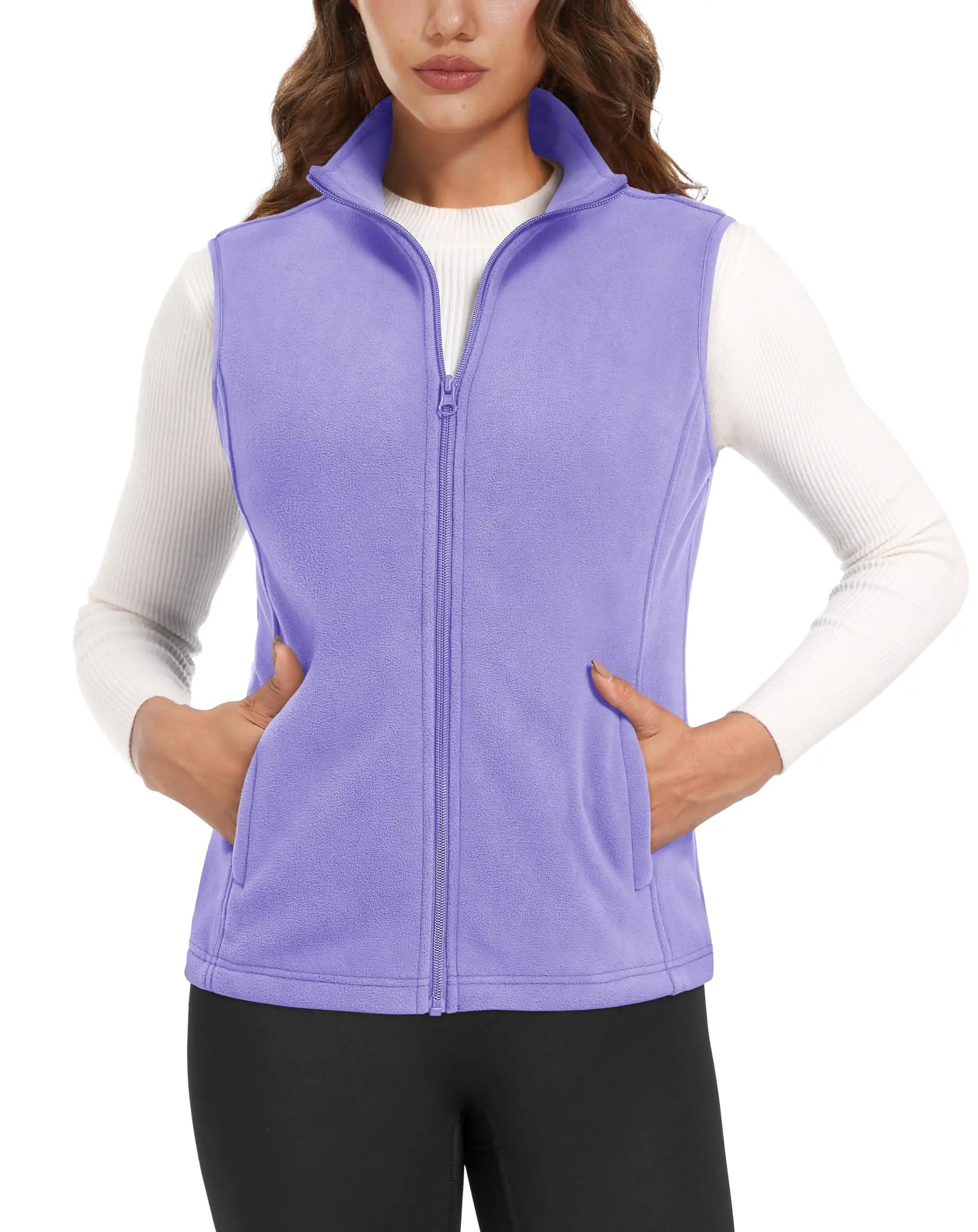 TACVASEN Autumn Winter Soft Warm Vest Womens Fashion Fleece Sleeveless Jacket Lightweight Outdoor Casual Zipper Front Waistcoat
