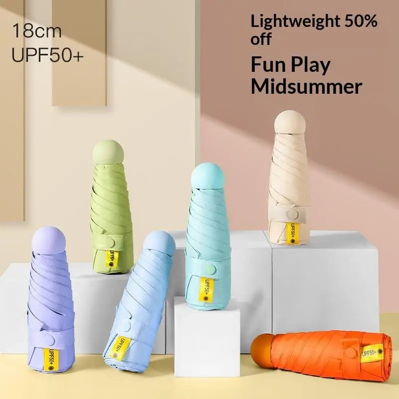 Compact Travel Mini Umbrella Uv Protection Umbrella 5 Fold Ultra Lightweight Sunshade Umbrellas Protable Manual