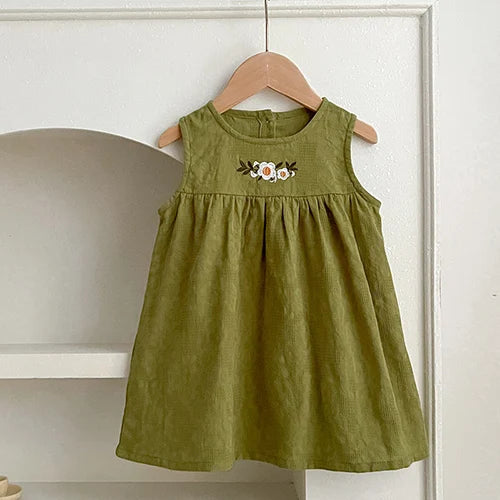 2024 New Summer Sister Clothing Kids Princess Dresses Infant Baby Jumpsuit Short Sleeved Cotton Print Baby Girl Party Dress