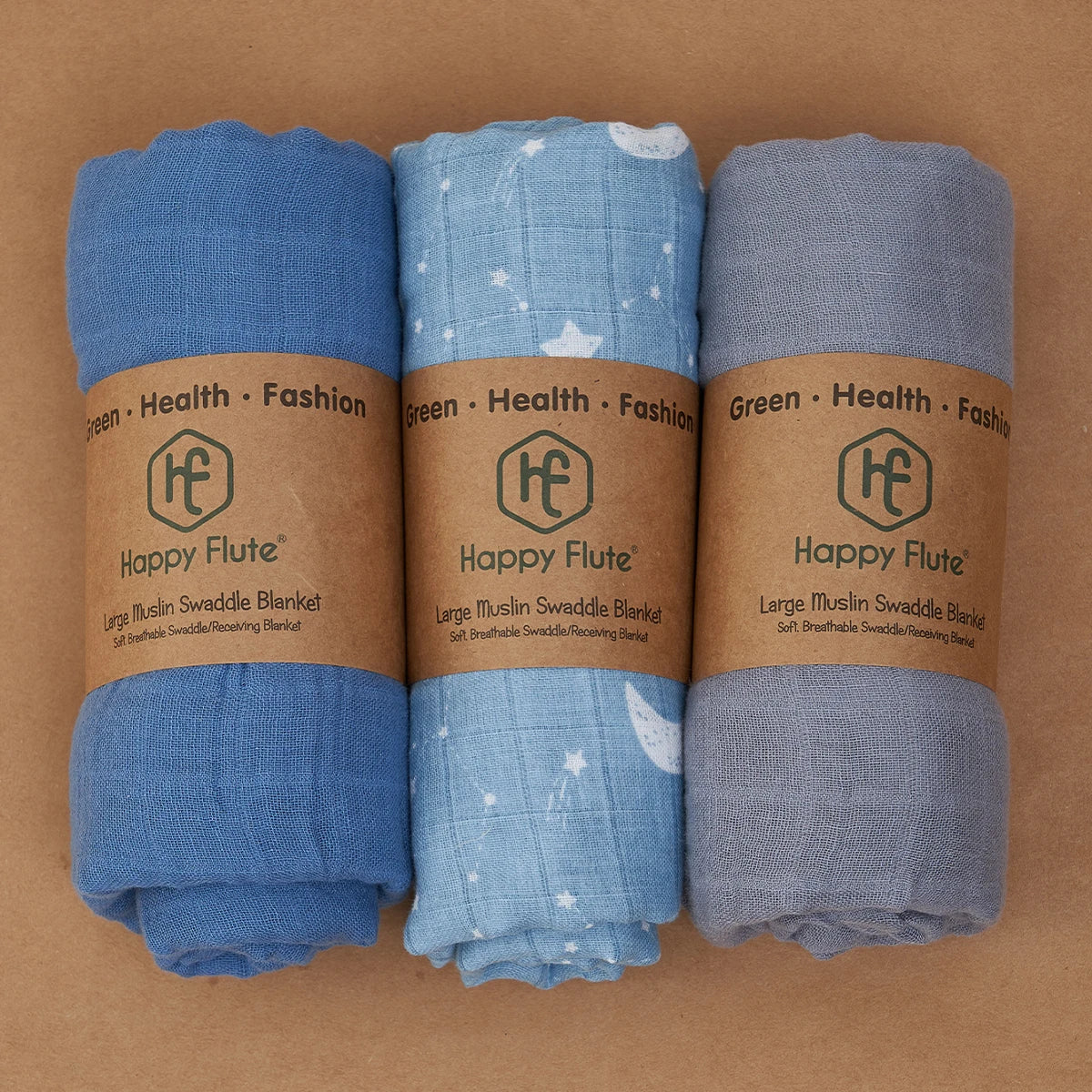 HappyFlute New 3Pcs Set 2layer Bamboo Cotton Soft Muslin SKIN-Friendly Swaddles Newborn Wrap Infant Baby Blankets