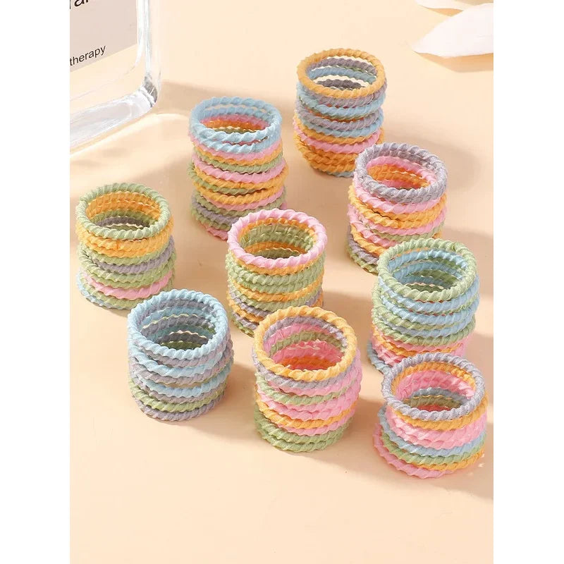 100pcs Children, Baby, Rubber Band, Girl, No Harm To Hair, Candy Colored Rubber Band, Ponytail, Headband, Tie Thumb, Headband