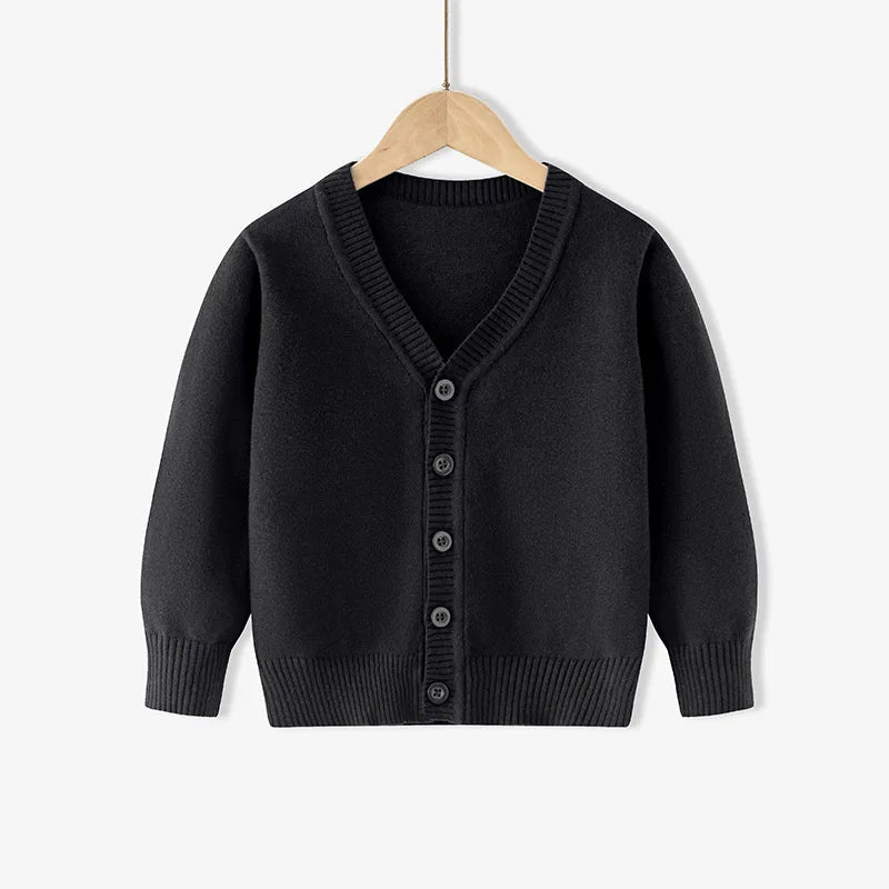 95% Cotton Children Soft Loose Knitted Sweater V Neck Button Cardigans Jacket Full Sleeve Casual Knitwear Boys Girls Coat Jumper