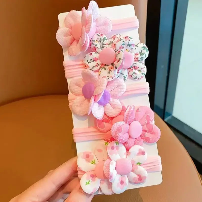 5Pcs/Lot Sweet Flower Hair Ties Fashion Elastic Children Hairband Hair Ropes Hair Accessories Scrunchies Gifts Daily Wear