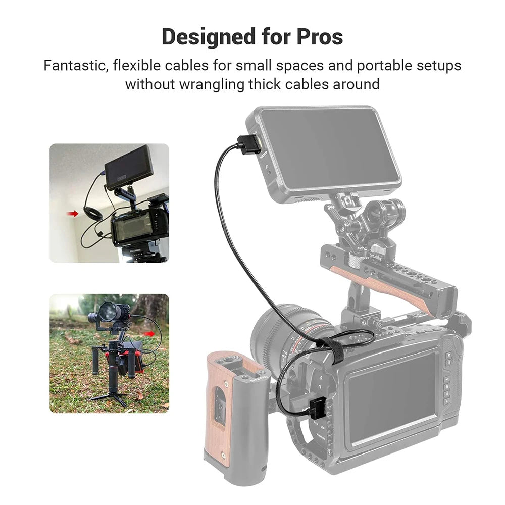 4K@60Hz 19+1 Core HD2.0 Cable Mini-HD/Micro-HD OD3.2 Ultra Thin Soft Cord for Laptop Camera Tablet Monitor HDTV