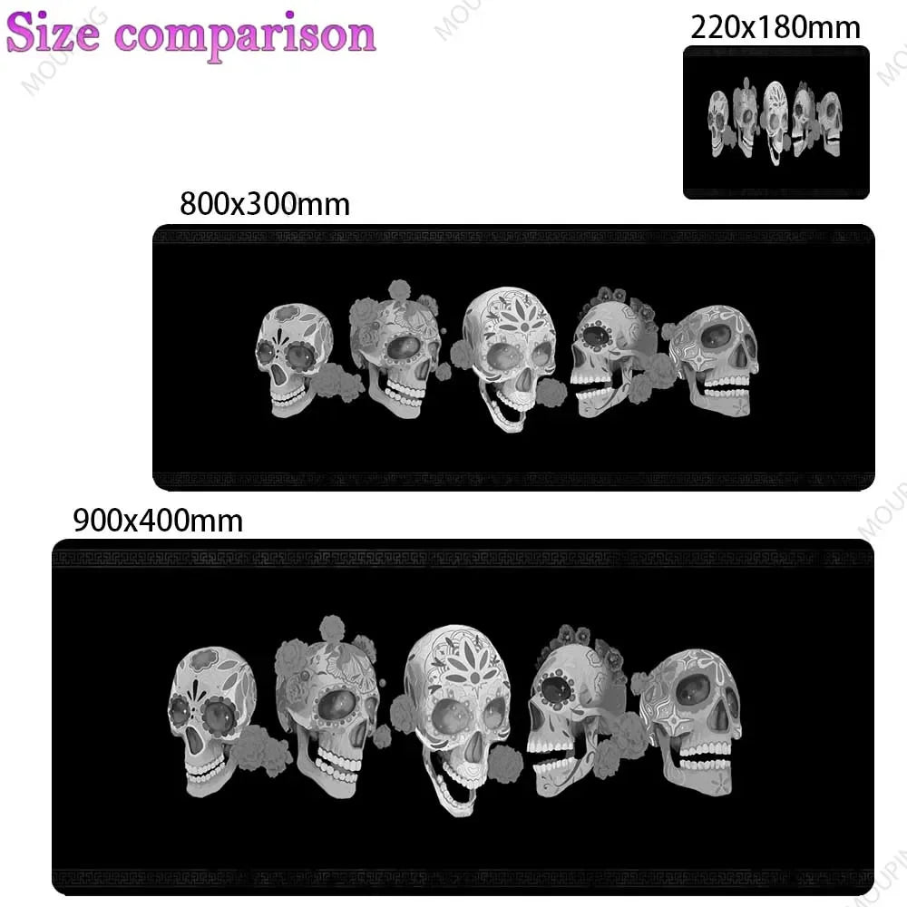 Large Japan White Skull Gaming Mouse Pad Thick Non Slip Rubber Stitched Edge Oversized Desk Mat For PC Gamer Laptop Durable