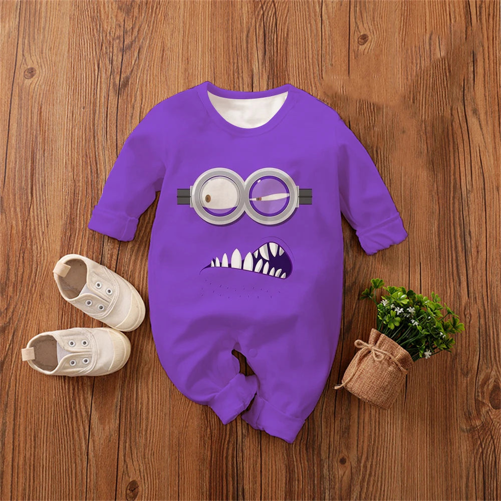 Monsters, Inc. Cartoon Anime Boy Girl Kids Romper 2026 New Newborn Jumpsuit Spring Autumn Boys Girls Baby Climbing Clothes
