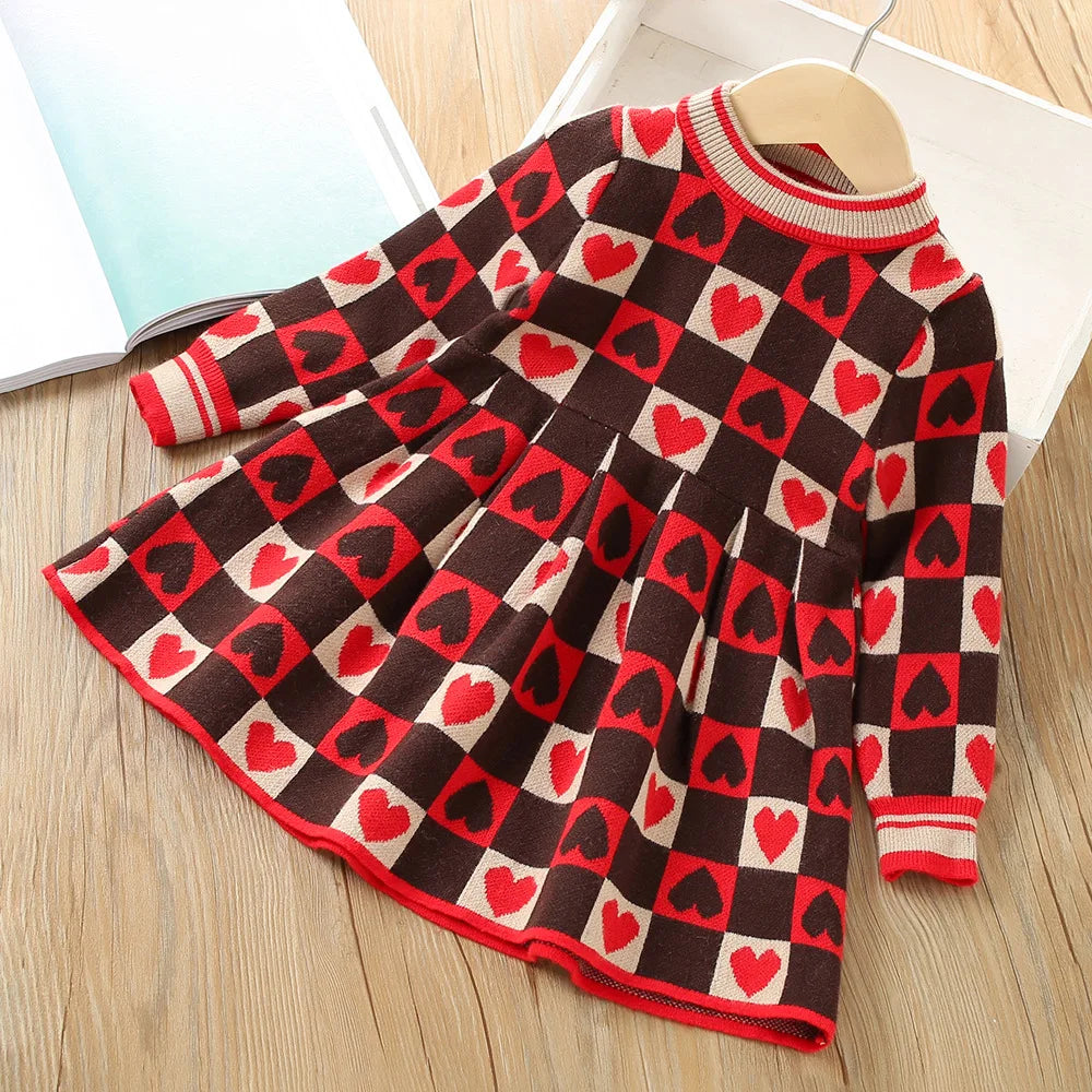 Girls Dress Winter Knitting Sweater Dress Autumn Long Sleeve Princess Dress Vestidos Warm Toddler Girl Clothes Kids Clothing
