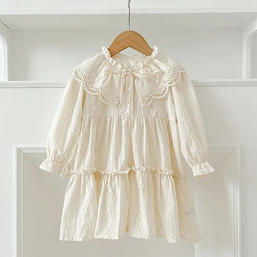 2024 New Autumn Sister Clothes Baby Girl Romper Kids Princess Dresses Long Sleeved Cotton Embroidery 2-6Yrs Girl Party Dress