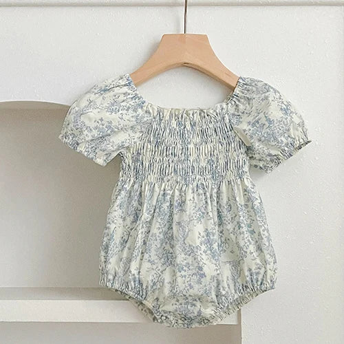 2024 New Summer Sisters Clothes Girls Princess Dress Toddler Baby Bodysuits Short Sleeved Cotton Print Kids Party Dress