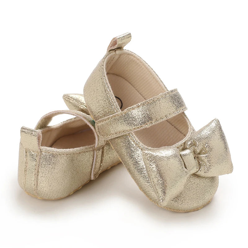 New Spring Gold Baby Shoes Elegant Breathable Cloth Sole First Walkers for Girls 0-18 Months