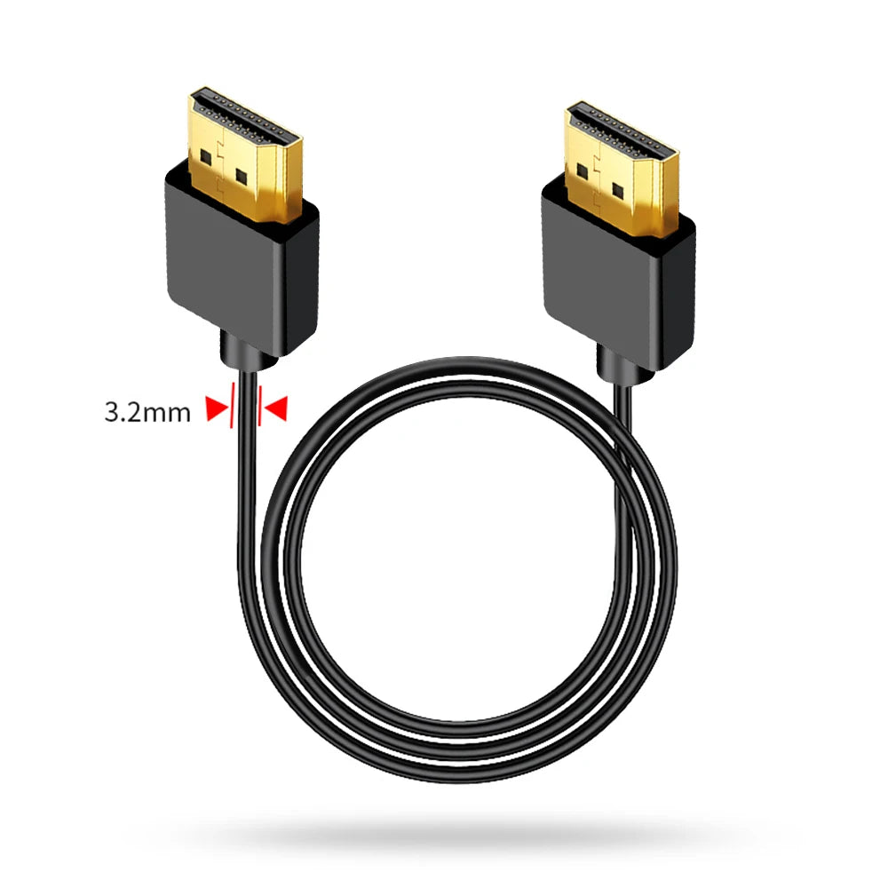 4K@60Hz 19+1 Core HD2.0 Cable Mini-HD/Micro-HD OD3.2 Ultra Thin Soft Cord for Laptop Camera Tablet Monitor HDTV