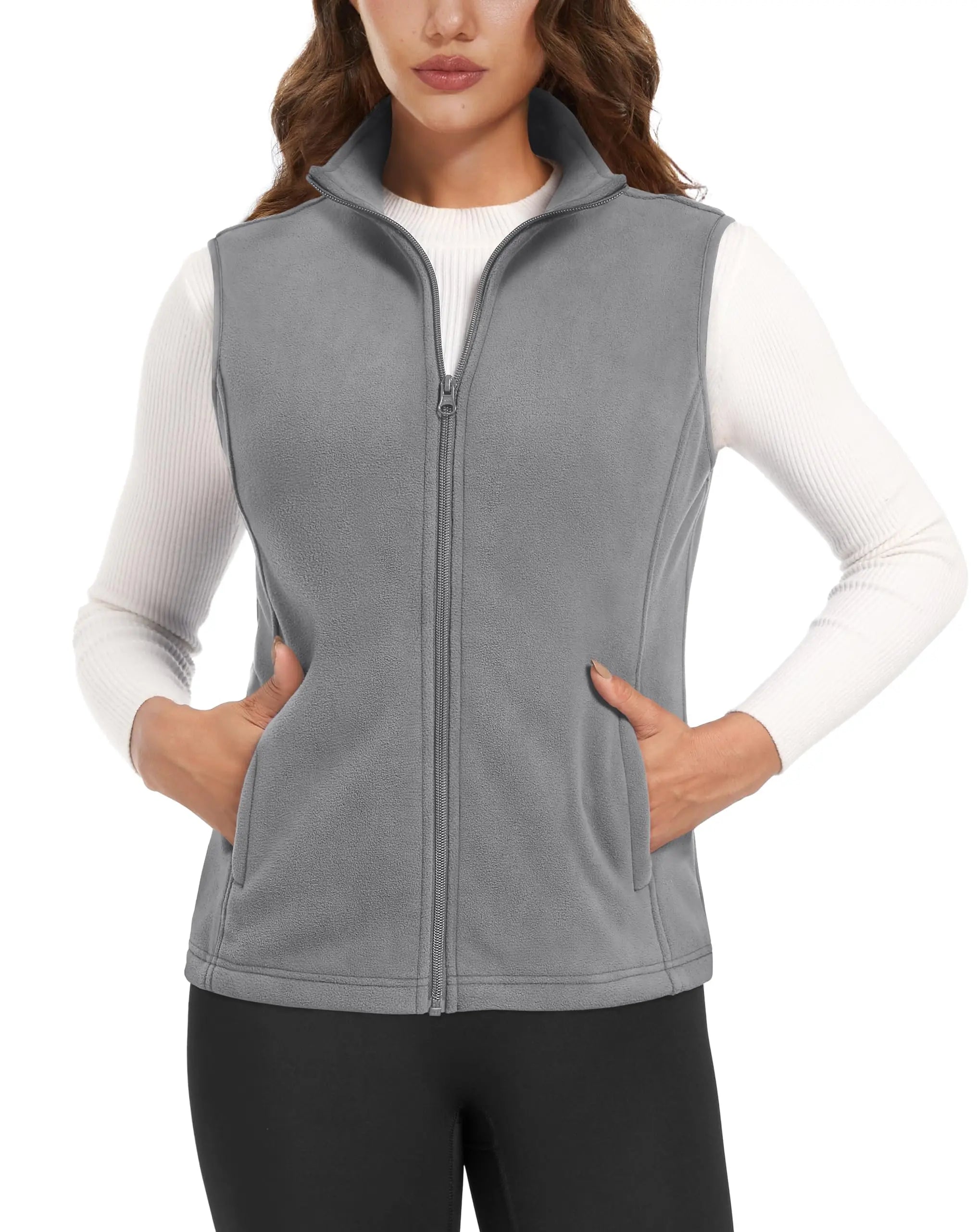 TACVASEN Autumn Winter Soft Warm Vest Womens Fashion Fleece Sleeveless Jacket Lightweight Outdoor Casual Zipper Front Waistcoat