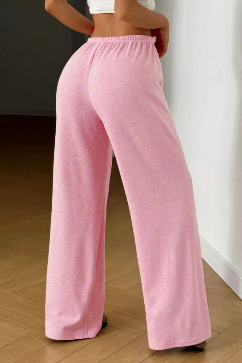 New women's fashion solid color casual loose wide-leg pants